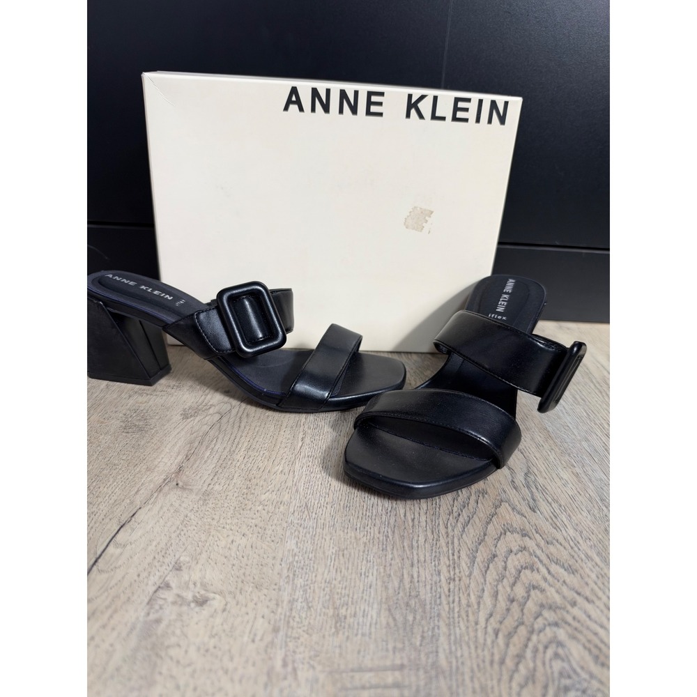 Anne Klein Narita iFlex Sandals Womens 9.5 Black Block Heel Buckle w Box